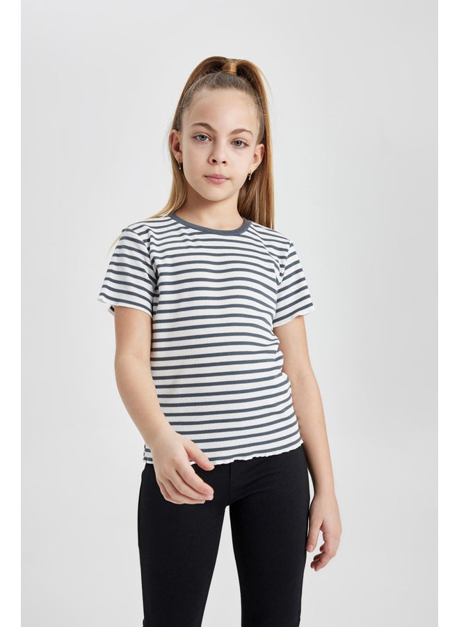 DeFacto Girl Slim Fit Knitted Short Sleeve Body  - Image 1