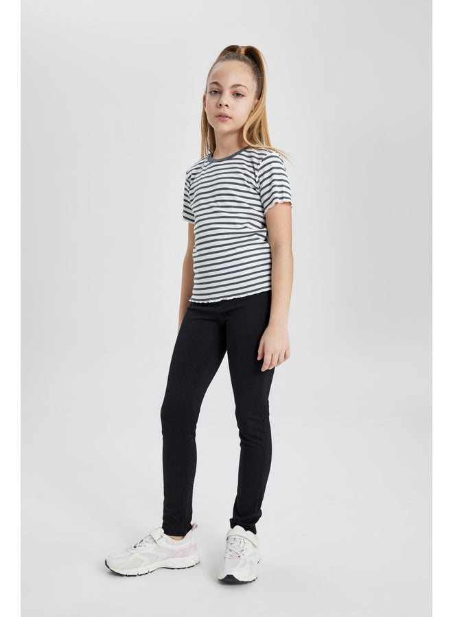 DeFacto Girl Slim Fit Knitted Short Sleeve Body  - Image 2