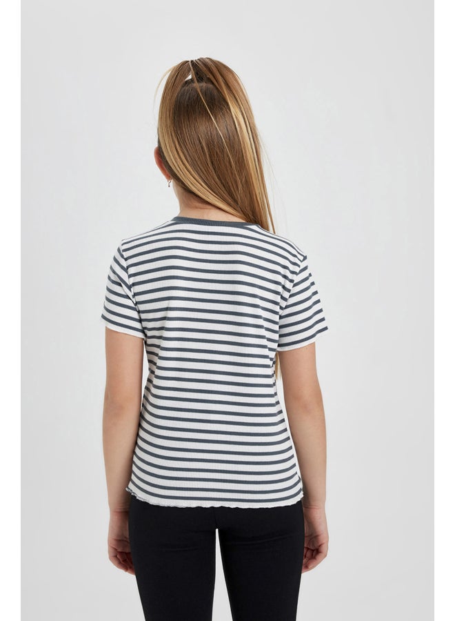 DeFacto Girl Slim Fit Knitted Short Sleeve Body  - Image 3