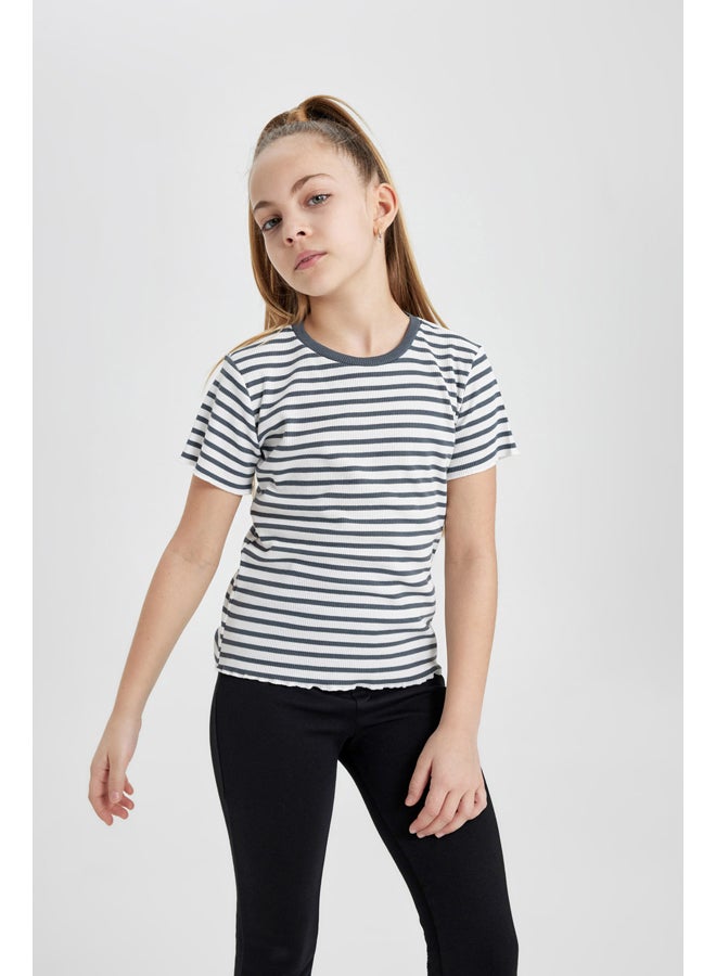Girl Slim Fit Knitted Short Sleeve Body
