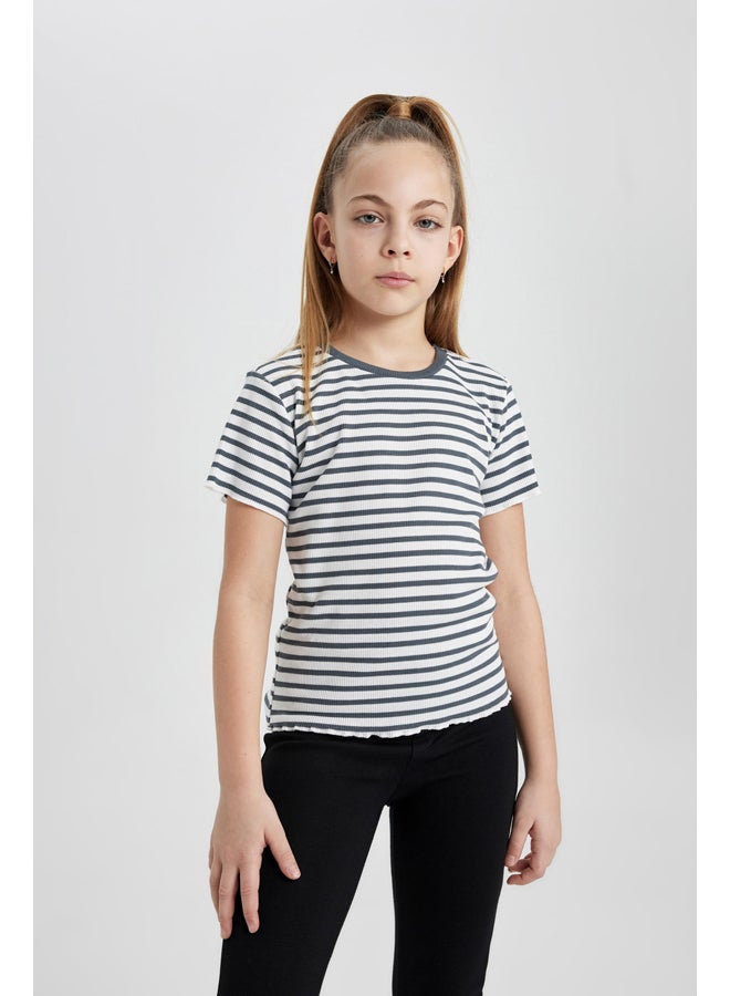 DeFacto Girl Slim Fit Knitted Short Sleeve Body  - Image 4
