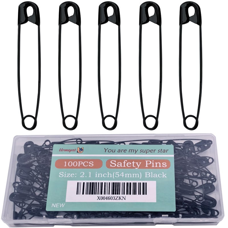 Urmspst Safety Pins 100PCS21Inch Small Safety Pins RustResistant Nickel Plated Steel Sharp Edge Safety Pin for Clothes Sewing Arts  Craft Small Decorative Safety Pins Black UR28