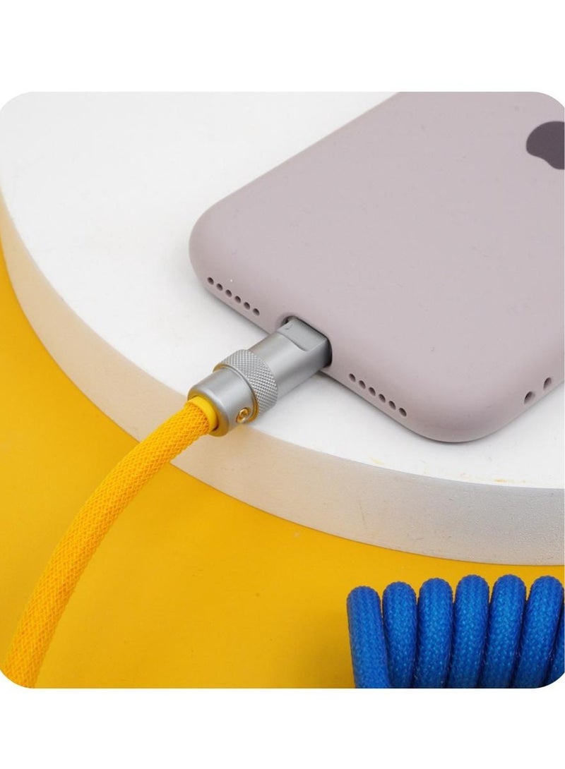 AROAQ 120w Fast Charge USB Cable, Flexible Spring Data Line Charging Cord, Metal Housing Plugs Type C Charging Cables, Portable And Durable Quick Data Transfer Cable, (1pc, Sky Blue) - Image 3