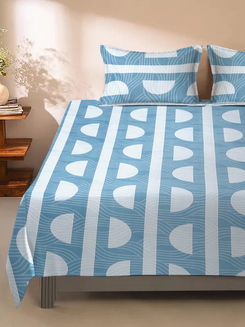 MODEFE Blue Microfiber Soft Feel Skin Safe Breathable Double Bedsheet with 2 Pillowcovers (90x100 Inch) - Image 3