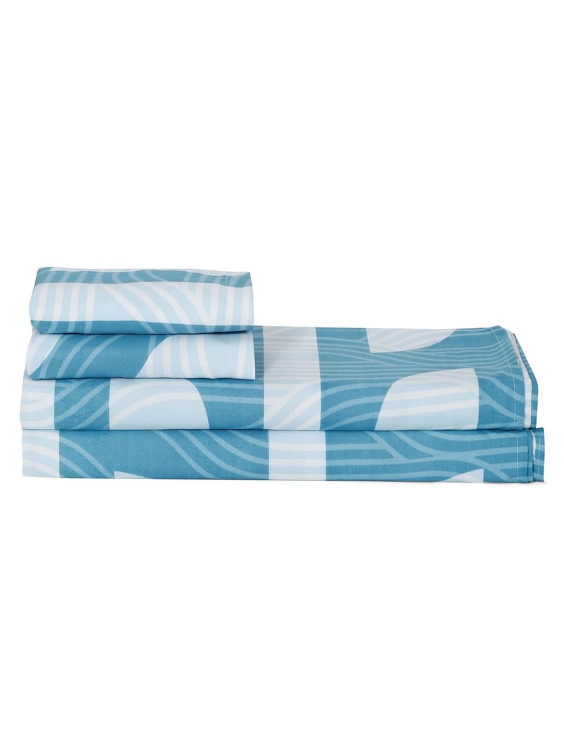 MODEFE Blue Microfiber Soft Feel Skin Safe Breathable Double Bedsheet with 2 Pillowcovers (90x100 Inch) - Image 4