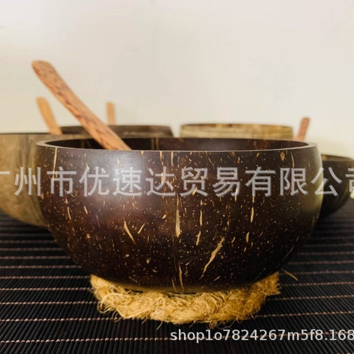 Vintage Coconut Shell Candle Holder Windmill Lamp Oak Wood Craftsman Special Light Shadow Decorative Dinnerware Mini Model Home  Fixed base 
