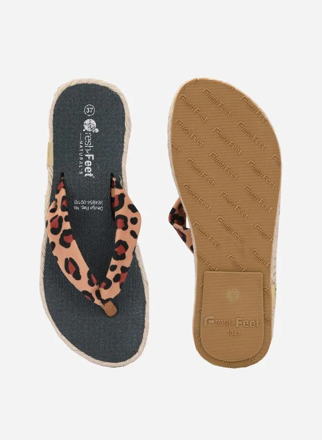 Fresh Feet Leopard Print Thong Toe Yoga Mat Slippers