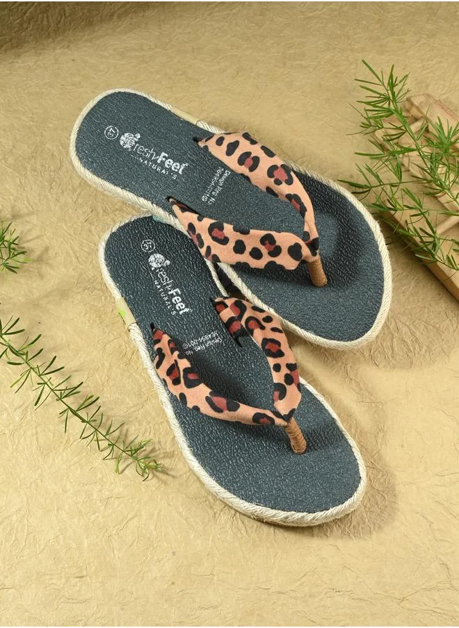 Fresh Feet Leopard Print Thong Toe Yoga Mat Slippers
