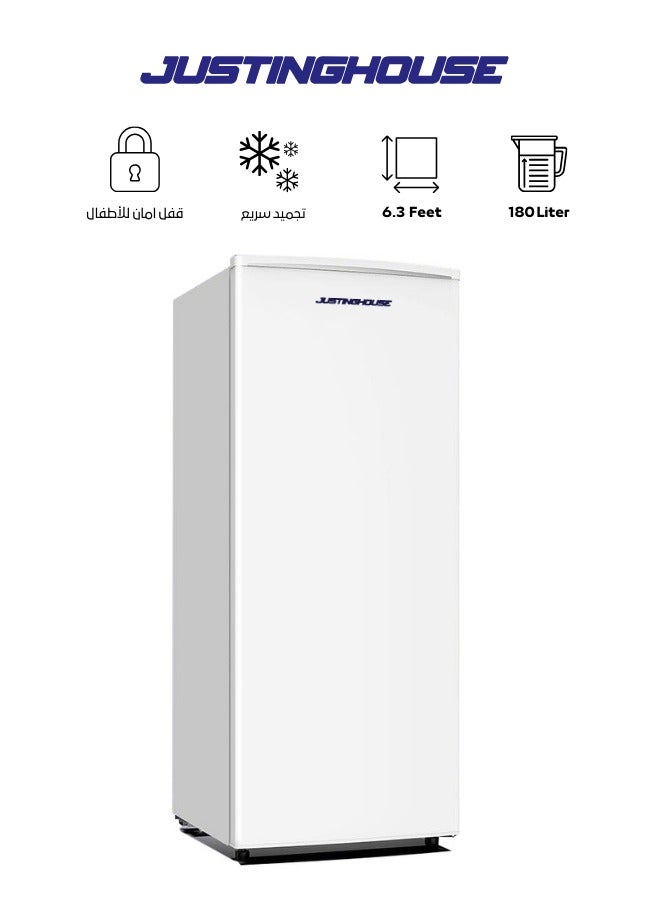 JUSTINGHOUSE Single Door Refrigerator, 180 Liters Capacity - 6 Feet - White - JSRF-3199 - Image 1