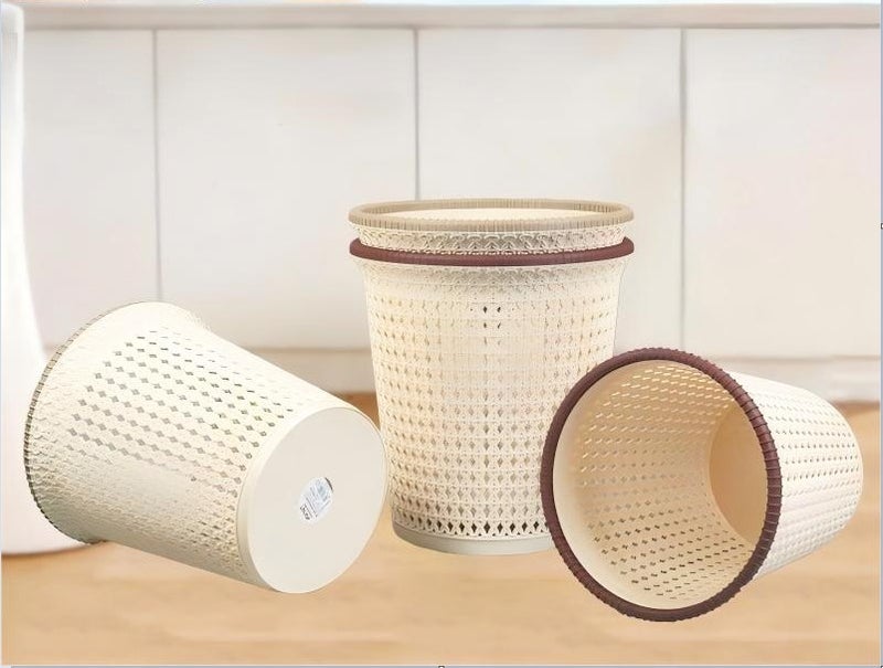 Premium Circular-Rim Woven Waste Bin | Hollow-Out Design, Breathable, Classified Storage, Sleek & Elegant (27.5*29cm) - Image 4