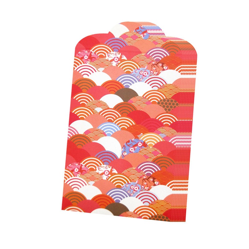 Red Envelopes: 10 Pack 200G White Cardboard - Japanese-Style Sakura & Fan Designs, Fade-Resistant Printing for Chinese New Year, Weddings, Festive Gifting - Image 1