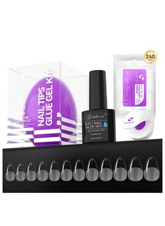 gelike ec Gel X Nail Kit 6 In 1 Uv Strong Gel Glue 240Pcs Short Almond Nail Tips And Uv Lamp  - Image 1