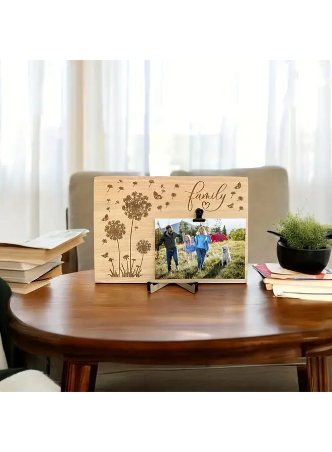 Handcrafted Wooden Family Photo Frame With Floral And Butterfly Engraving Wedding Decor Home Decor Gift - Image 5