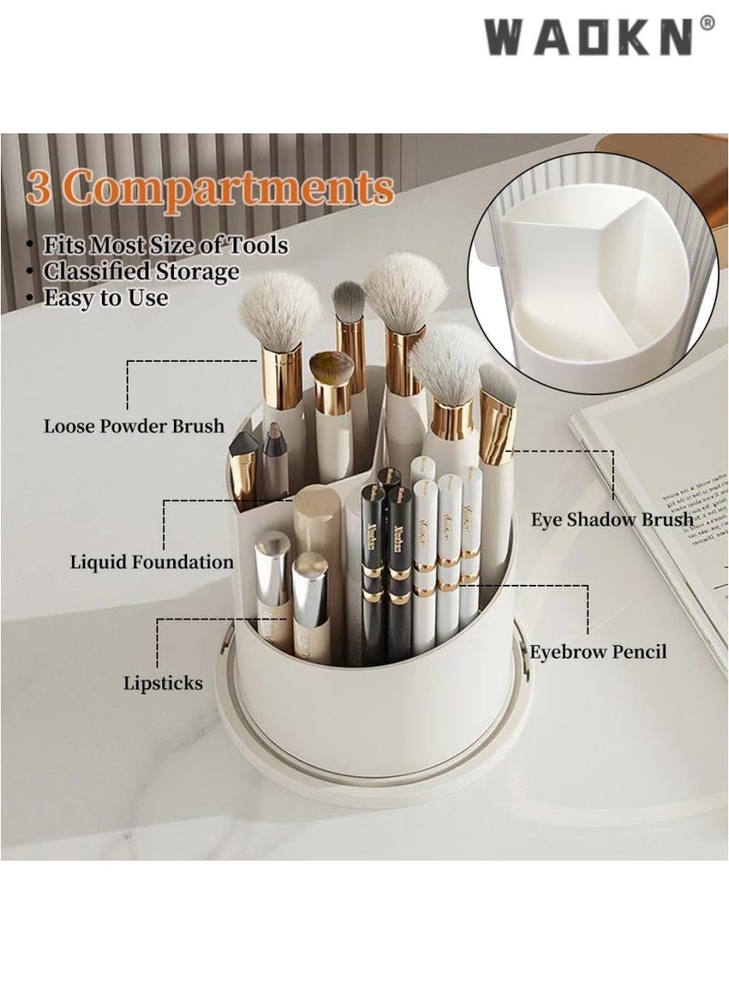 دبليو أيه أو كي أن فرشاة مستحضرات التجميل تخزين مربع 360 درجة دوارة مستحضرات التجميل تخزين الرف ، مع غطاء الغبار ، مستحضرات التجميل الجدول تخزين مربع ، حمام أعلى الجدول ( أسود شفاف ) - Image 2