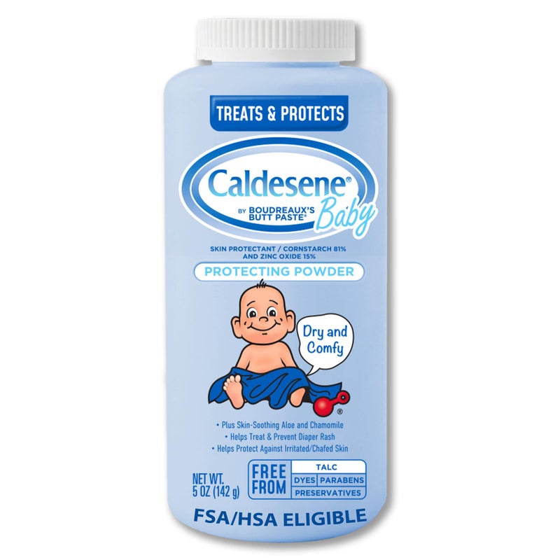Caldesene Dry & Comfy Baby Powder with Zinc Oxide & Cornstarch, Free from Talc & Preservatives, 5 Oz. - Image 1