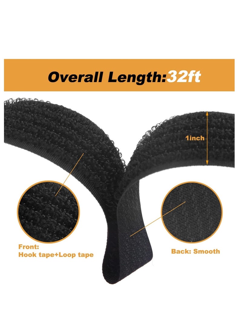 Generic - Adjustable Cable Straps with 50 Buckles Free Cut Length Black Reusable Fastening Cable Ties Hook and Loop Securing Strap for Cable Tidy Wire Management Cord Organizer - Image 1