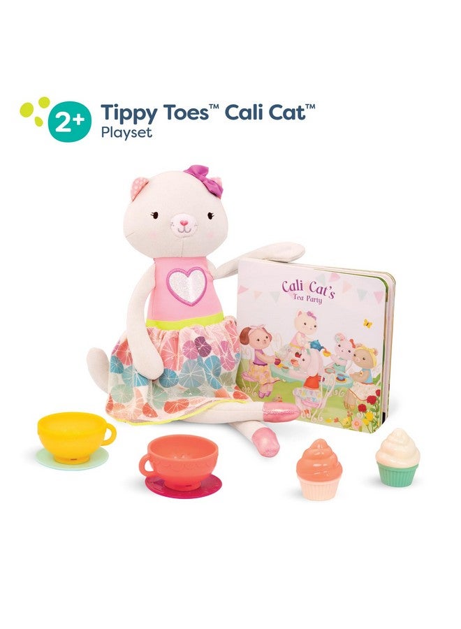 B. Toys- Tippy Toes- Cali Cat- Plush Cat Playset- Pretend Play - Tea Party Set - Plush Cat Doll - Board Book - Cups & Play Food - 2 Years + - Image 2