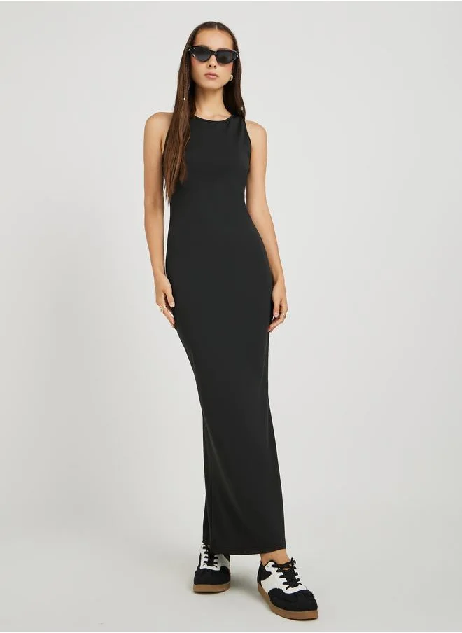 تايك تو Take Two Solid Sleeveless Bodycon Maxi Dress
