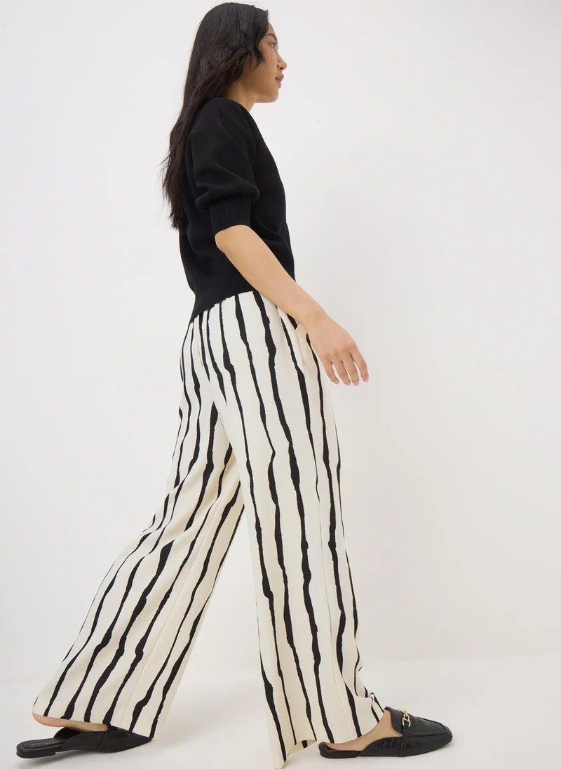 Matalan Et Vous Cream Stripe Co Ord Trousers