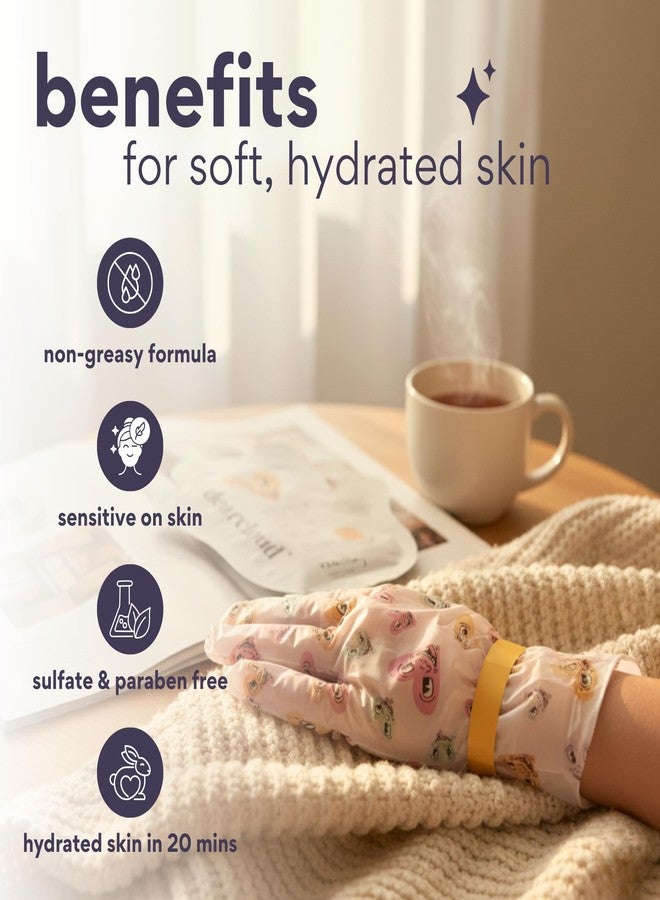 dearcloud Keith Haring Infused Serum Hand Mask – hand masks moisturizing glove with Glycolic Acid & Shea Butter – Hand Mask for Dry Cracked Hands – Iris Rose Musk (3 Pairs/ 6 Gloves) - Image 3