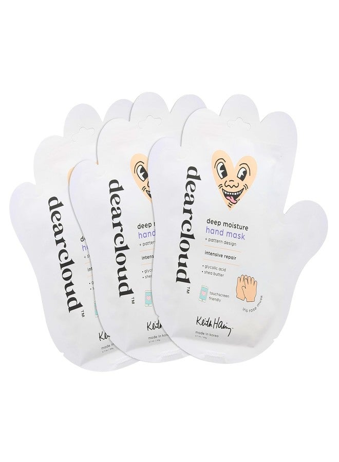 dearcloud Keith Haring Infused Serum Hand Mask – hand masks moisturizing glove with Glycolic Acid & Shea Butter – Hand Mask for Dry Cracked Hands – Iris Rose Musk (3 Pairs/ 6 Gloves) - Image 1