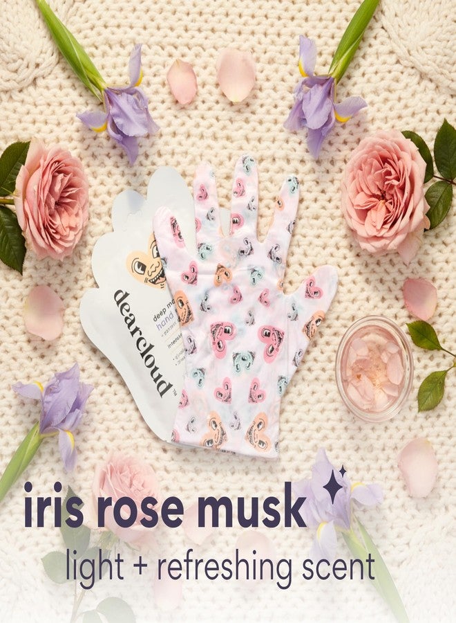 dearcloud Keith Haring Infused Serum Hand Mask – hand masks moisturizing glove with Glycolic Acid & Shea Butter – Hand Mask for Dry Cracked Hands – Iris Rose Musk (3 Pairs/ 6 Gloves) - Image 4