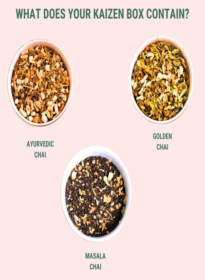 OH CHA - Kaizen Tea Gift Set | 3 Assorted Blends: Masala, Golden, Ayurvedic Chai | Pure Ingredients | Diwali Wellness & Tradition | Premium Hamper - Image 4