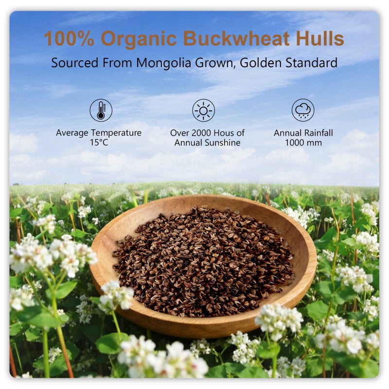 MIOTO Organic Buckwheat Pillow for Sleeping with Dual-Layer Pillowcase and Extra Tartary Buckwheat Hulls, Adjust Height and Firmness, Neck Support Pillow for Back and Side Sleepers 14"x20" - Image 2