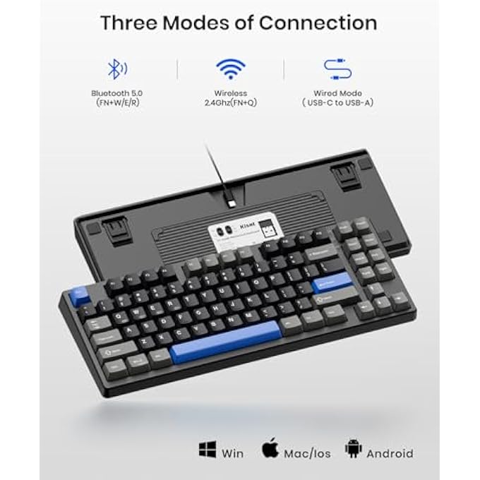 Kisnt WIRELESS MECHANICAL KEYBOARD,GASKET MOUNTED WITH CREAMY SOUND,BLUETOOTH/2.4GHZ/USB-C,CUSTOM HOT SWAPPABLE,RGB BACKLIT,75% COMPACT LAYOUT FOR GAMING/TYPING/WIN/MAC/PC(TEXTURED BLACK,LINEAR SWITCH) - Image 3