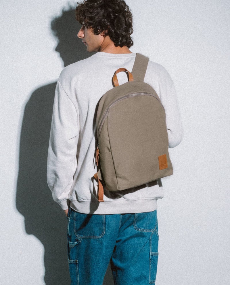 DailyObjects Pedal Everyday Casual Laptop Backpack (16L) Fits Upto 14 Inch Laptop, Unisex Travel Backpack Durable Canvas Material, Zippered Compartments With Pockets (Beige) - Image 3
