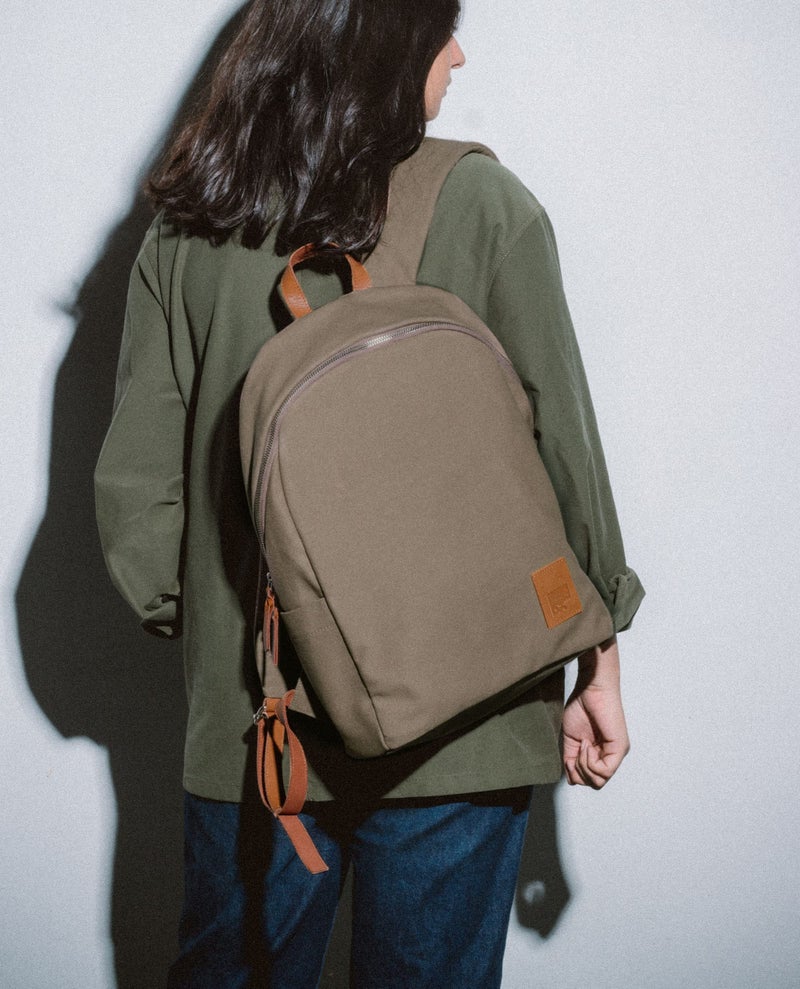 DailyObjects Pedal Everyday Casual Laptop Backpack (16L) Fits Upto 14 Inch Laptop, Unisex Travel Backpack Durable Canvas Material, Zippered Compartments With Pockets (Beige) - Image 2