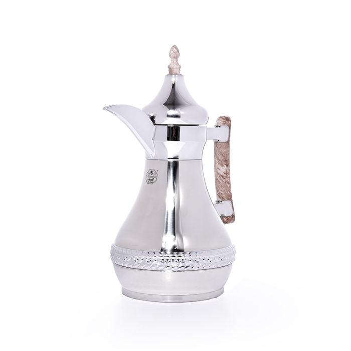 السيف ترمس كيناز 1 لتر، ستانلس ستيل، عزل حراري متطور، مقبض رخامي – فضي