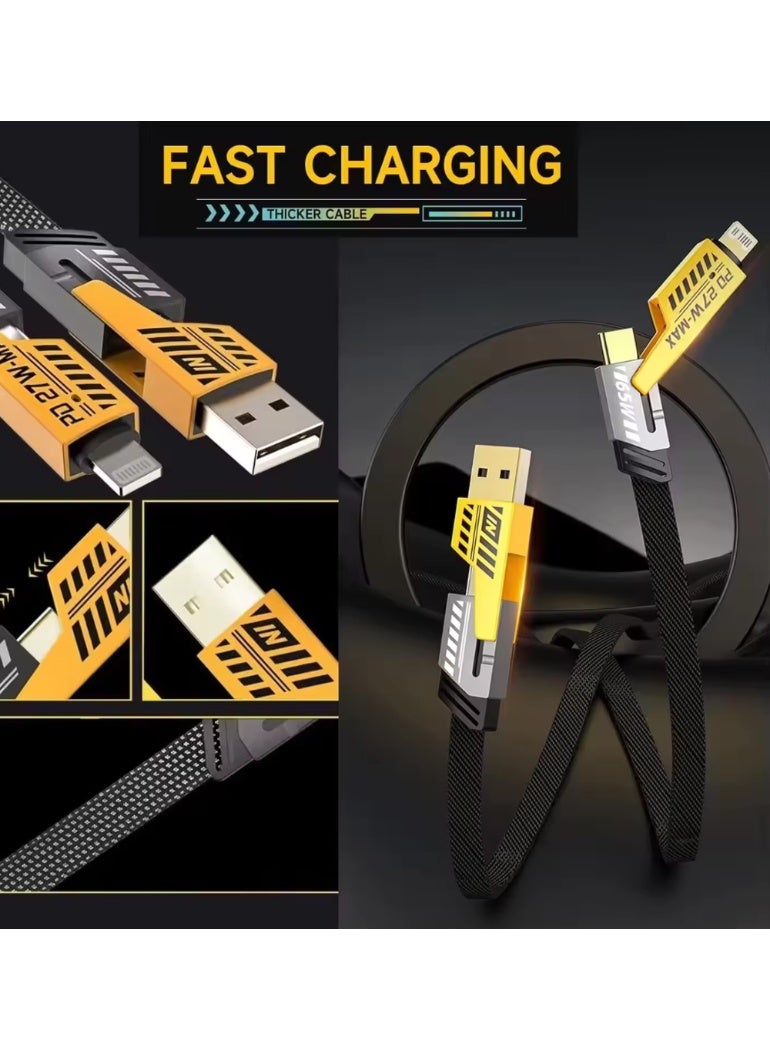 100W 4-in-1 Fast Charging Cable – USB-A/USB-C to Lightning, USB-C & Micro-USB | 1.2m Nylon Braided | 5A Power Delivery - Image 2