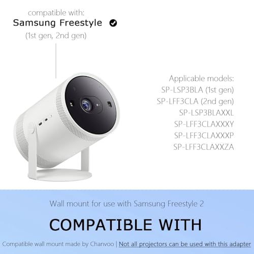 Chanvoo Drill Free Wall Mount Compatible with Samsung Freestyle Projector Ceiling Mount, Freestyle 2 Accessories Steel Wall Mount Shelf (White) - Image 4