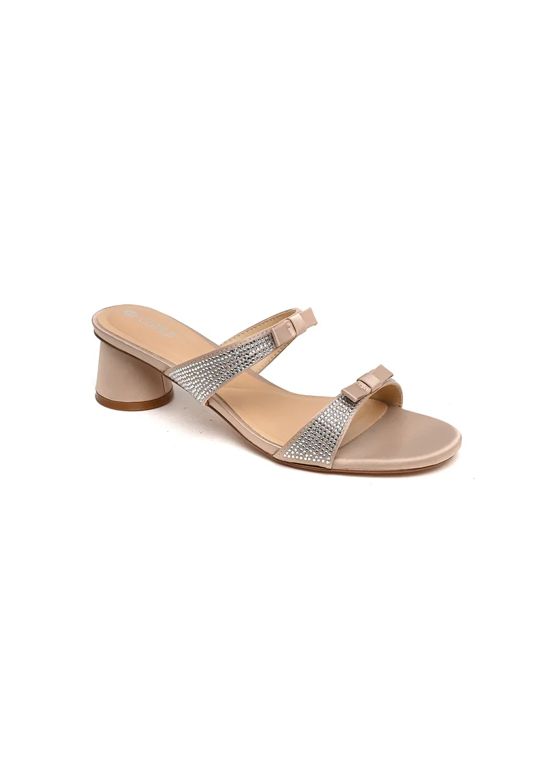 كيوبل Womens two-strap low block heeled Sandals