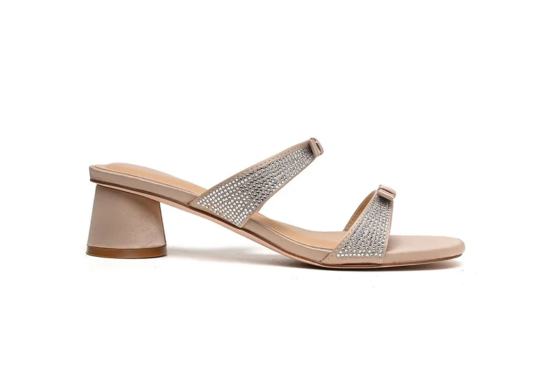 Womens two-strap low block heeled Sandals