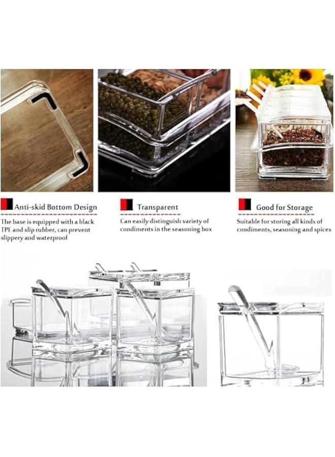 HOOKOR Clear Seasoning Storage Container for Spice Salt Sugar Cruet,Condiment Jars with Spoons (4 Boxes) - Image 2