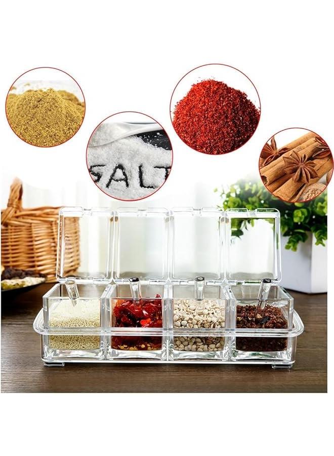 HOOKOR Clear Seasoning Storage Container for Spice Salt Sugar Cruet,Condiment Jars with Spoons (4 Boxes) - Image 4