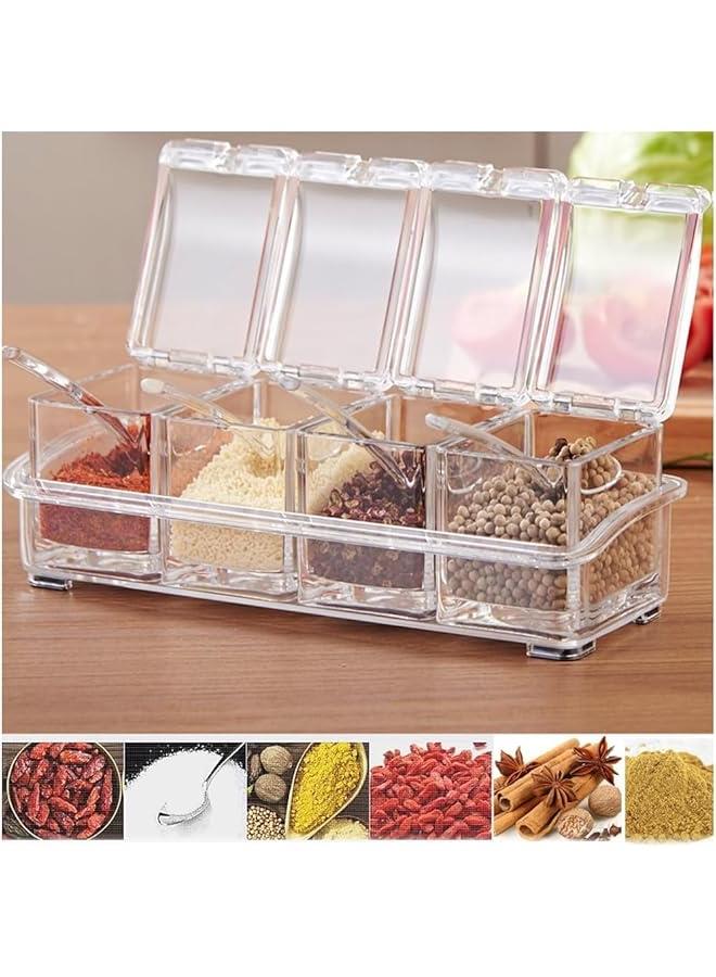 HOOKOR Clear Seasoning Storage Container for Spice Salt Sugar Cruet,Condiment Jars with Spoons (4 Boxes) - Image 5