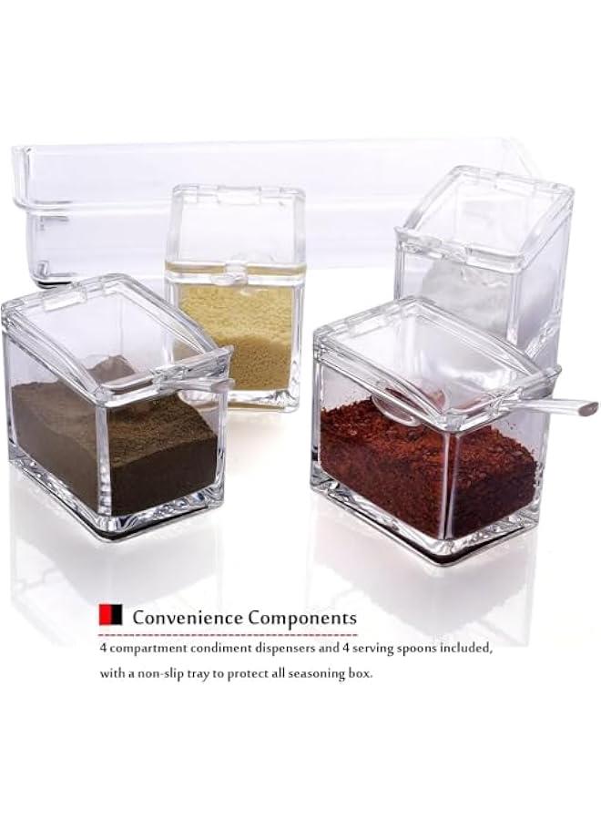 HOOKOR Clear Seasoning Storage Container for Spice Salt Sugar Cruet,Condiment Jars with Spoons (4 Boxes) - Image 3