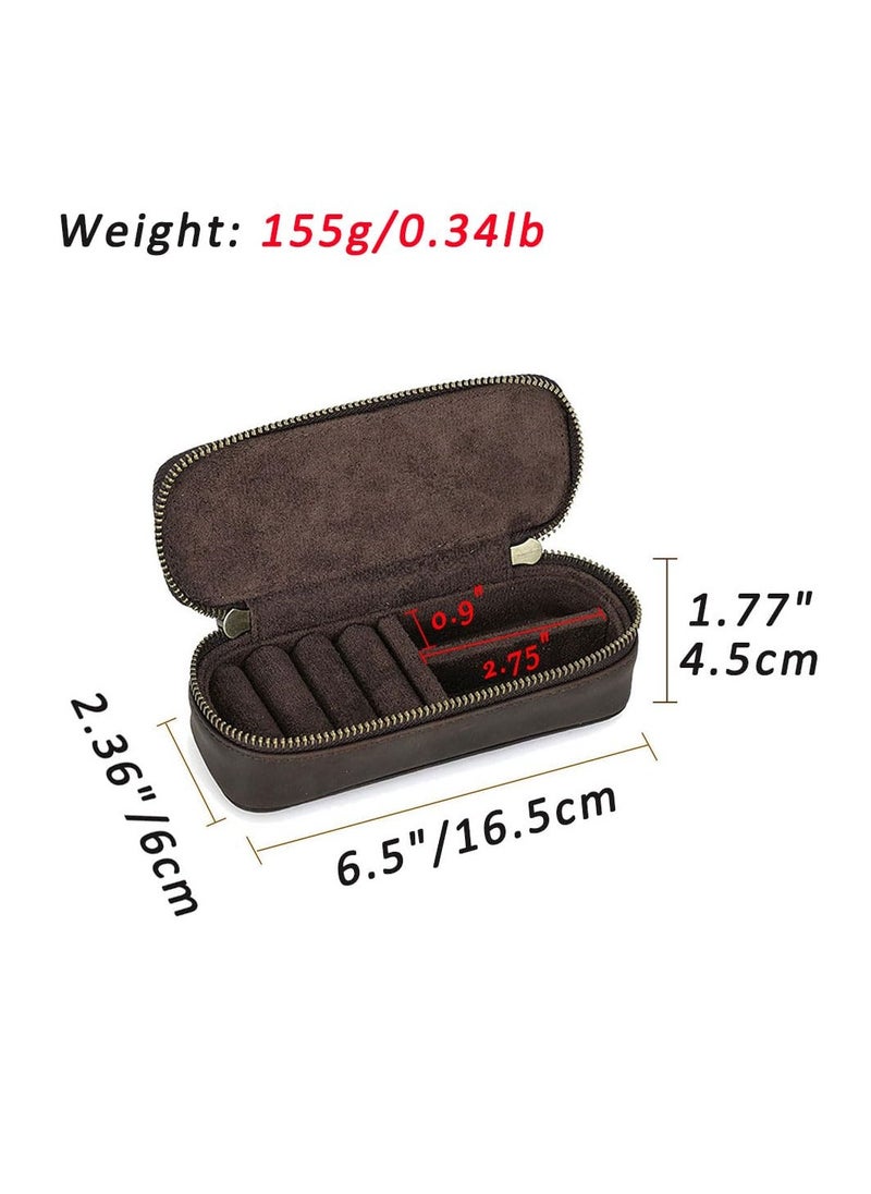 SYOSI - Leather Cufflink Box for Men, Travel Leather Storage Box, Jewelry Storage Case, Vintage Zipper Jewelry Boxe for Rings and Cufflink - Image 1