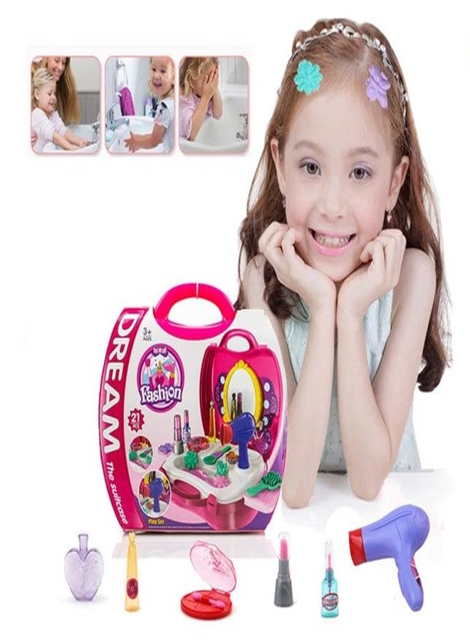 SHIPEASE Suitcase Shape Beauty Play Set for Girls Boys Makeup Pretend Play Toy Cosmetic Dream Fashion Set with Makeup Accessories (Multicolor) - Image 4