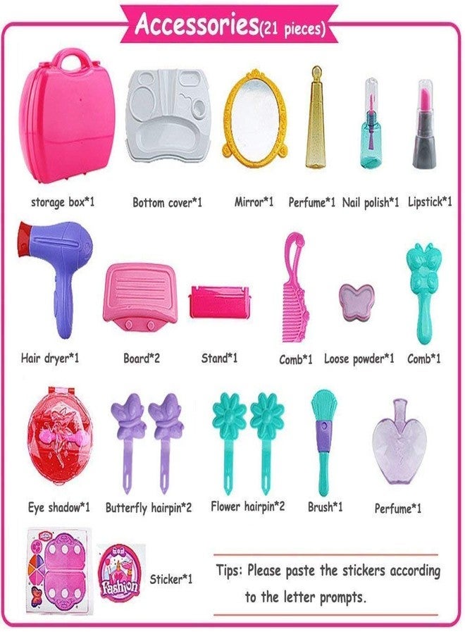 SHIPEASE Suitcase Shape Beauty Play Set for Girls Boys Makeup Pretend Play Toy Cosmetic Dream Fashion Set with Makeup Accessories (Multicolor) - Image 2