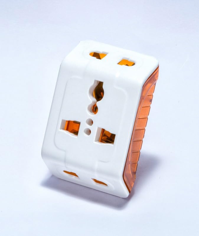 MAXICOM 3PIN Universal Socket Plug Type D Worldwide Travel Adaptor Worldwide Adaptor M307 Orange White Pack of 1  - Image 3