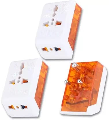 MAXICOM 3PIN Universal Socket Plug Type D Worldwide Travel Adaptor Worldwide Adaptor M307 Orange White Pack of 1  - Image 1
