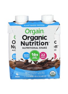 Orgain Orgain, Organic Nutrition, Nutritional Shake, Smooth Chocolate, 4 Pack, 11 fl oz (330 ml) Each  - Image 1