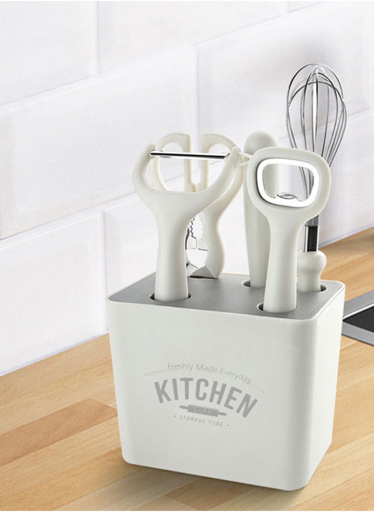 Perfii 6-Piece Kitchen Peeler Set with Bottle Opener, Stirrer, Fruit Knife, Scissors and Decorative Storage Base with Food Grade 304 Stainless Steel and Anti-Slip Handle Base  - Image 2