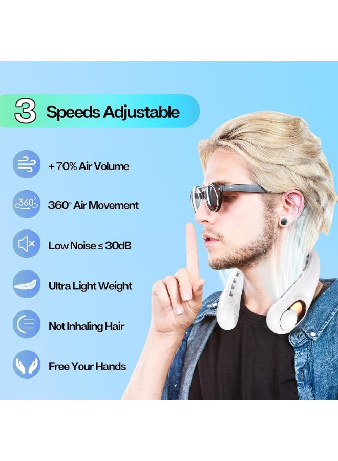 NIBEMINENT Neck Fan, Portable Bladeless Neck Fans, Upgrade 360° Airflow, Super Quiet, 3 Speeds, 3600mAh Personal Wearable Neck Fan, Upgraded Cooling Air Volume USB Rechargeable Hands Free Fan - Image 2