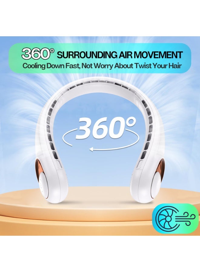 NIBEMINENT Neck Fan, Portable Bladeless Neck Fans, Upgrade 360° Airflow, Super Quiet, 3 Speeds, 3600mAh Personal Wearable Neck Fan, Upgraded Cooling Air Volume USB Rechargeable Hands Free Fan - Image 5