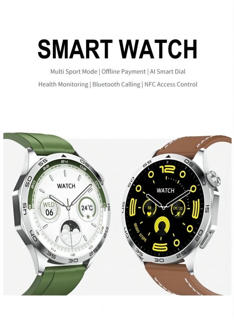 POWER GT4 Smart Watch With Bluetooth Calling Function (Answer/Make Calls), Fitness Tracking Watch with Sleep Monitoring Function, Suitable for iPhone/Android, IP68 Waterproof (Leather Brown) - Image 2